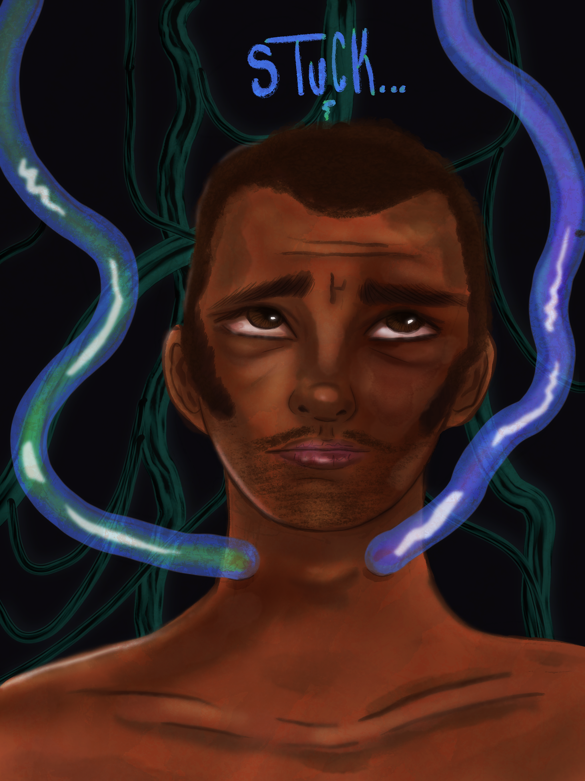 a man with tubes in his neck