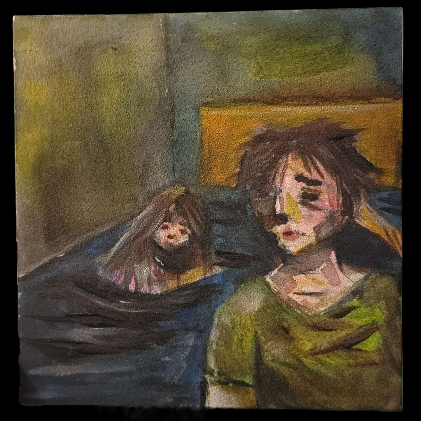 a man with his gf in bed talking